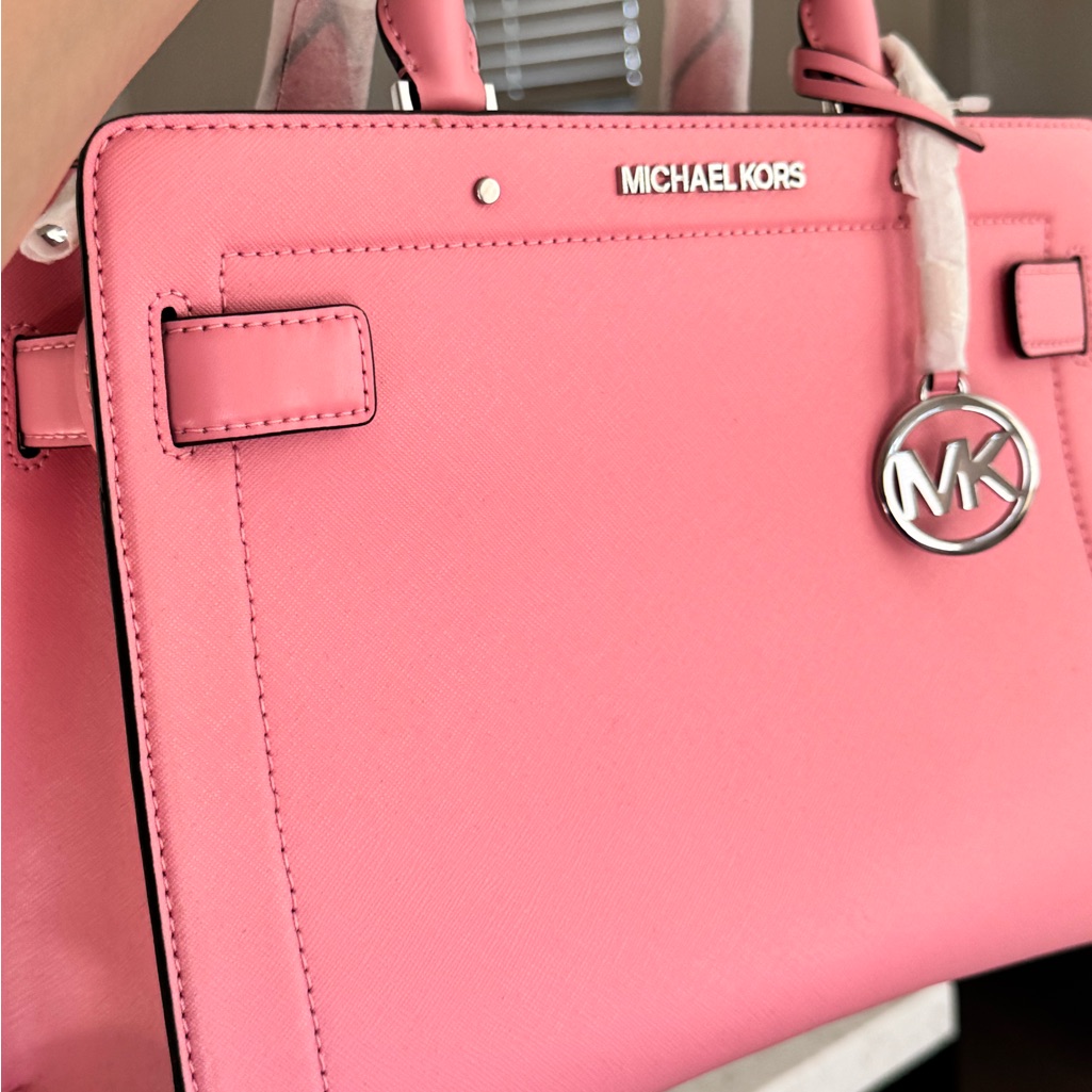 Michael Kors Pink Satchel With Logo Charm